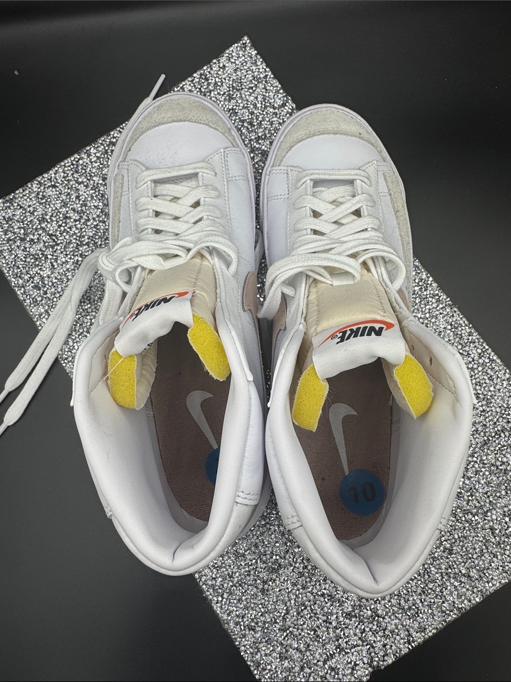 Nike Women's High-Top Sneakers in White and Blush Pink - Picture 4 of 6